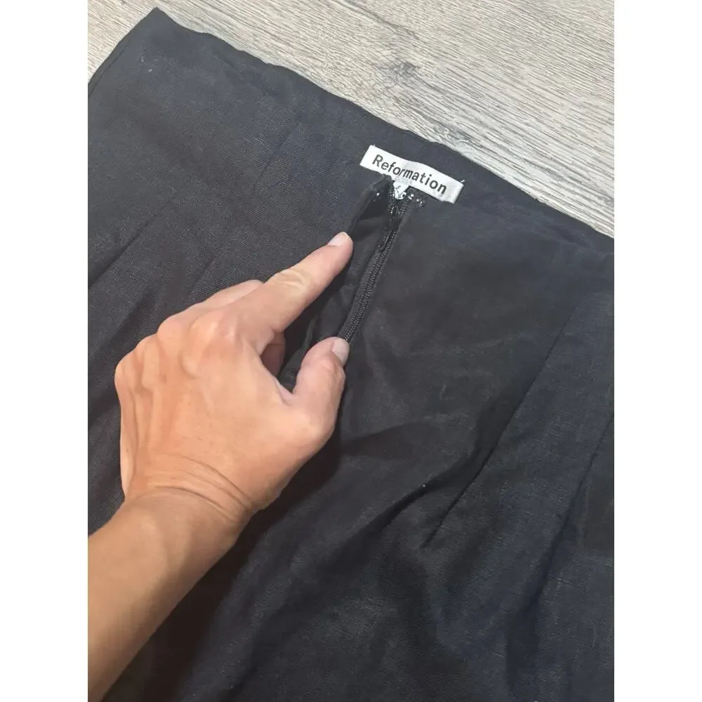 Reformation Black Wide Leg Linen Pants